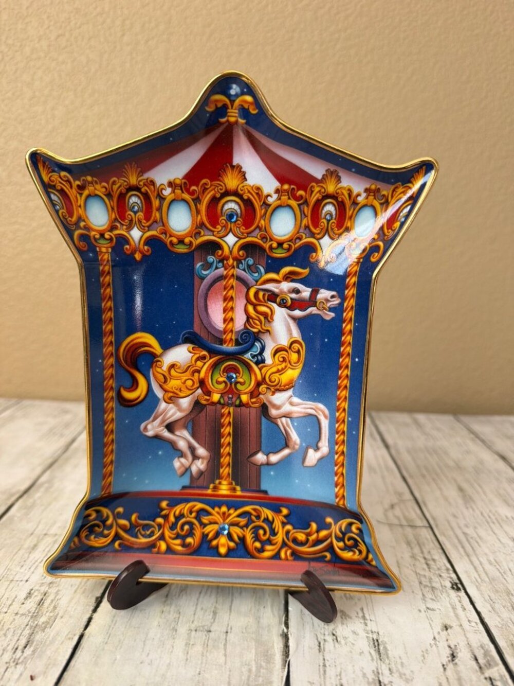 Franklin Mint Peter Scanlan Crystal Carousel Magic Plate Ltd Ed Carnival Horse